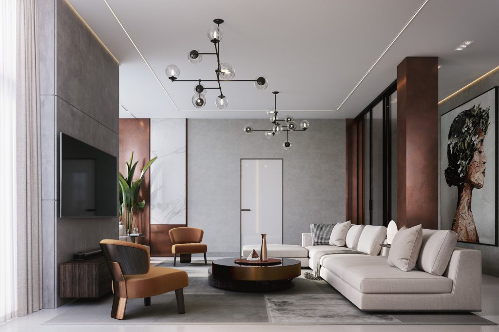 thiết kế nội thất chung cư 2 ngủ phòng khách